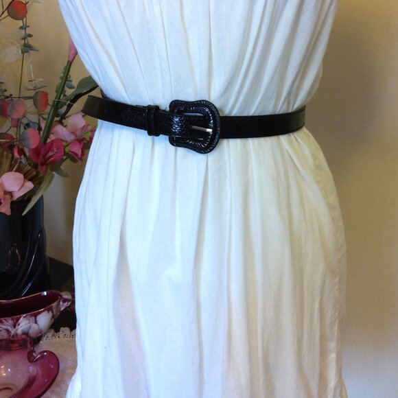 NWT Chic Black Faux Leather Fashion Belt with Buckle for Women’s Dress Skirt - Picture 7 of 9